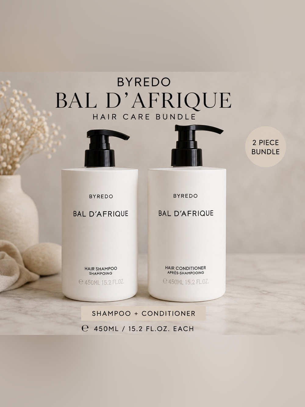 BYREDO Bal d’Afrique Luxury Hair Care Set | Rare Jumbo Shampoo/Conditioner $300
